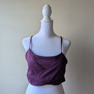 Alo Airbrush Enso Wrap Sports Bra Purple Medium